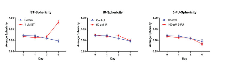 Changes of organoid sphericity over time with no treatment