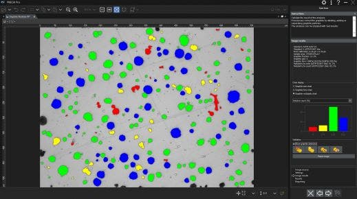 Detaillierte Ergebnisse einer Graphitanalyse werden über eine Bildanalysesoftware schnell und genau erhalten