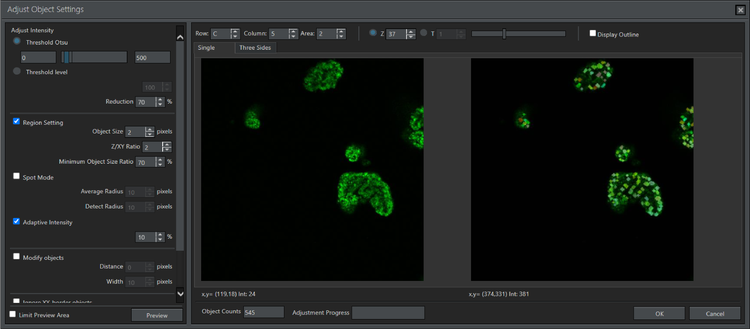 Segmentation preview in NoviSight software: original image without any adjustments