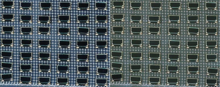 Zusammengesetztes Bild eines oberflächenmontierten Bauteils, aufgenommen mit dem Dunkelfeld- und MIX-Verfahren