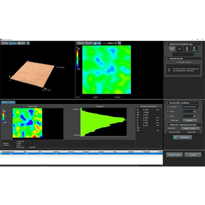 Messung der Oberflächenrauheit, aufgenommen mit dem OLS5000 Laser-Scanning-Mikroskop