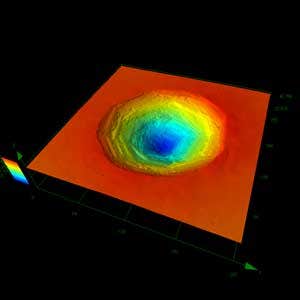 Formauswertung eines auf einer Metalloberfläche eingeschlagenen Stempels/Vermessung von 3D-Formen mit Lasermikroskop