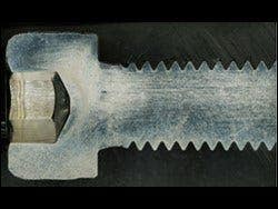 Metal flow of a bolt - The full condition of metal flow can be seen.