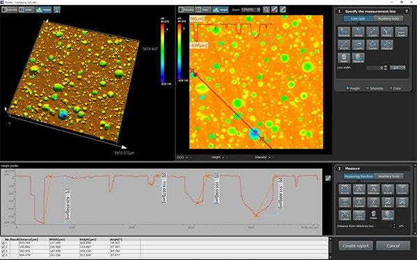 Profile measurement (depth of hole).