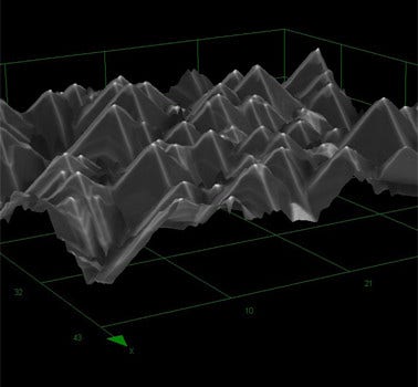 measuring surface texture reducing reflection high-resolution characterization antireflective coating Olympus LEXT OLS4100 3D confocal laser scanning microscope assessing texturisation process reducing light reflection