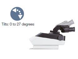 Figure 1: The ergonomic headpiece of the BX46 can move forwards, upwards and change inclination 2