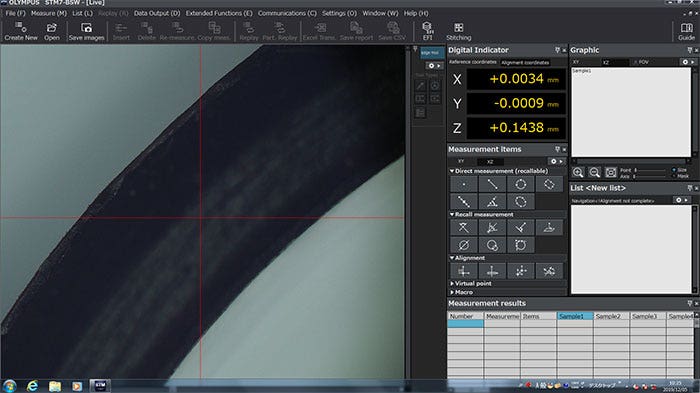 Measurement screen using incident light from the measurement microscope