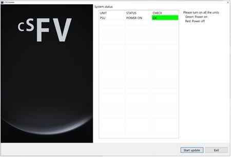 The LSM Updater window appears. Turn on the power of all systems and enable the Start update button.