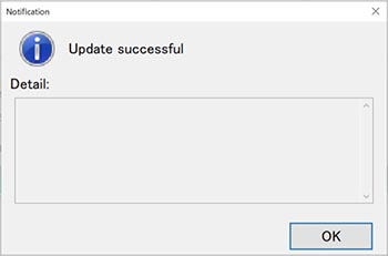 After updating, the following dialog box will display. Click the OK button.