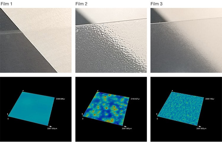 Film surface texture, 3D view of film surface texture