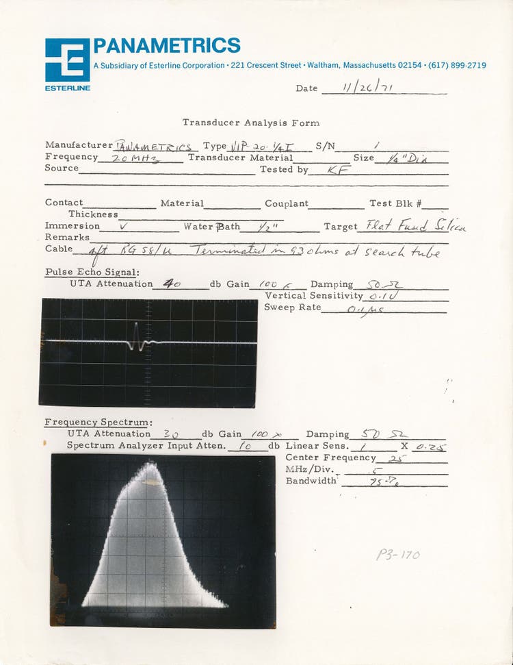 Panametrics first ultrasonic transducer