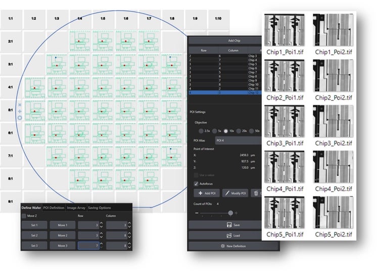 Defining the wafer layout using row- and column-based positioning