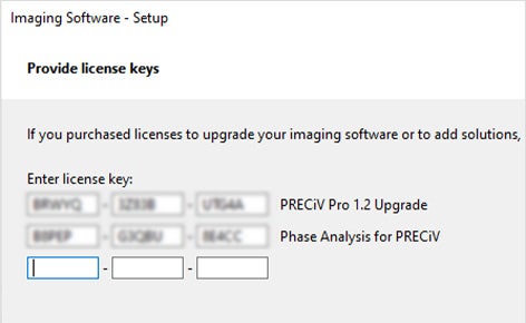 and then enter your PRECiV OTM license keys. Click ‘Next.’