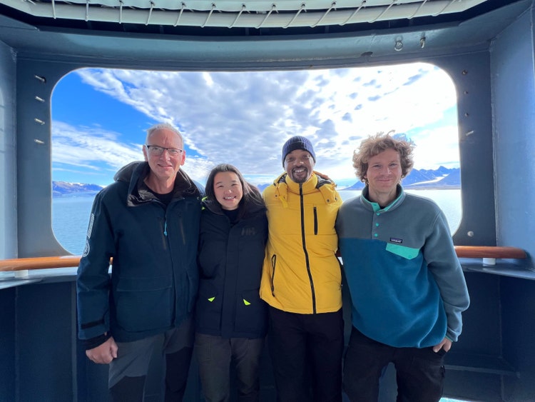 Jan van IJken, Dr. Allison Fong, Will Smith, and Oliver Müller aboard La Commandant Charcoat.