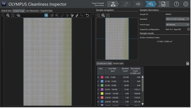 Rectangular inspection of a tape lift sample