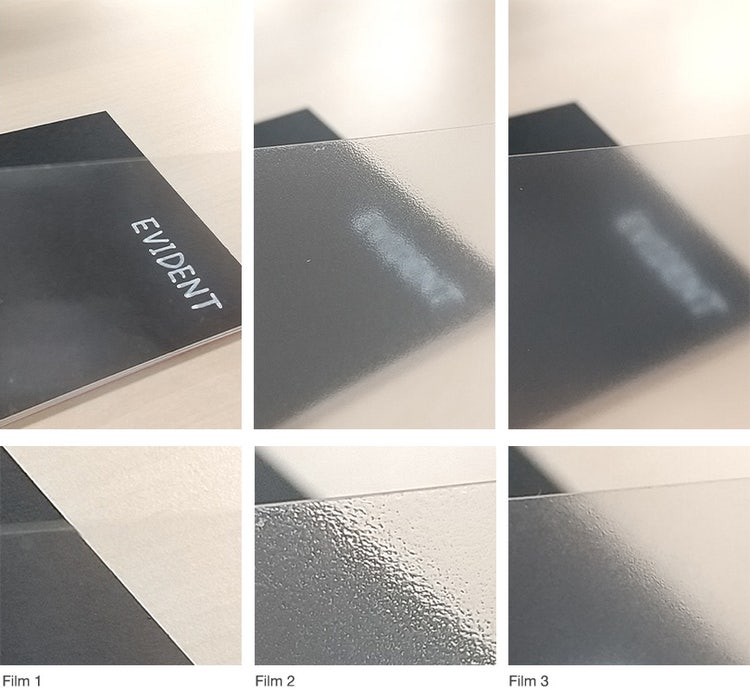 Film 1, where the text through the film appears clear, and films 2 and 3, where the text through the film appears cloudy, have different visual textures. Let's explore what the results would be if we quantify these three films with the planar directional parameters Sal and Str.