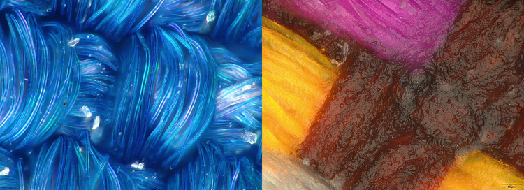 Microscope comparison of FineWoven and TechWoven case weave under MIX illumination