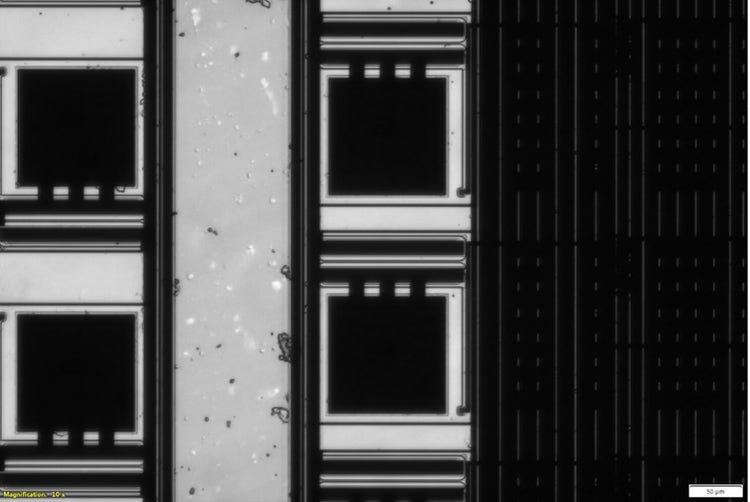 Transmission IR image of a semiconductor chip