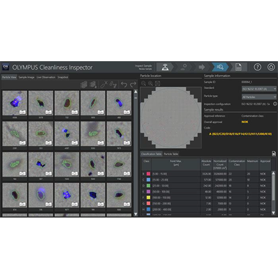 Contamination data is classified by size after each particle is detected