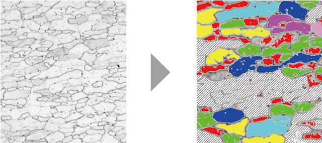 Particle analysis of metallographic structures.