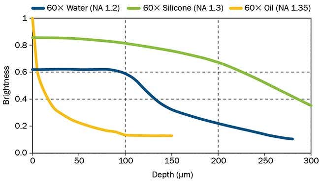 Figure 1: Brightness comparison of 60X objectives.