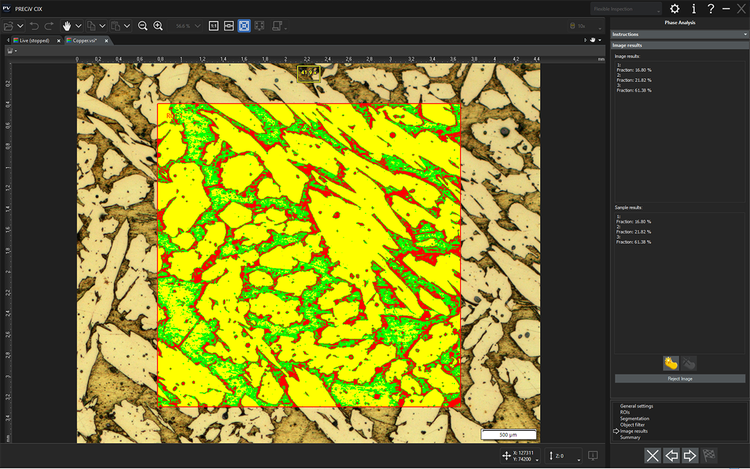 Example of a material analysis solution used in PRECiV CIX software