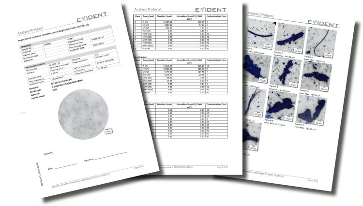 Compliant and customizable reports for technical cleanliness analysis