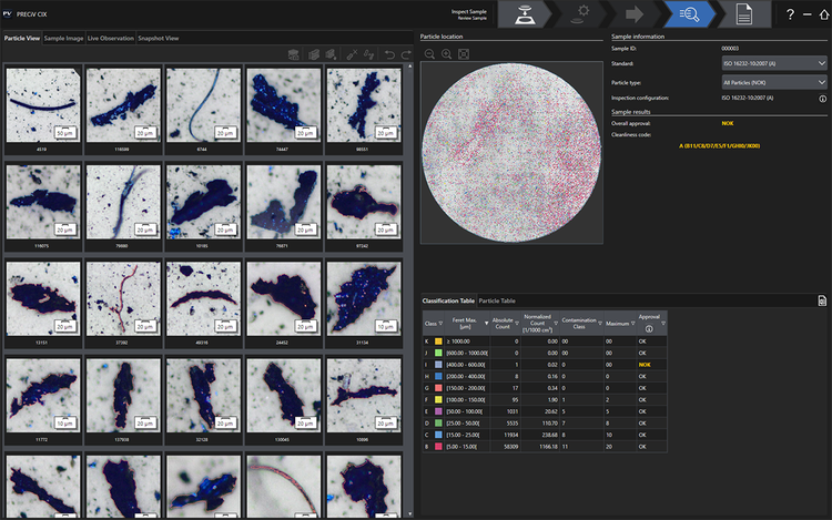 Particle review in PRECiV software