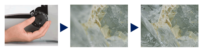Instant EFI image of crystal: fully focused image is created even in low-contrast sample areas
