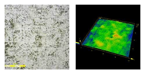 Imagen en alta resolución y modelo 3D de una superficie de cobre