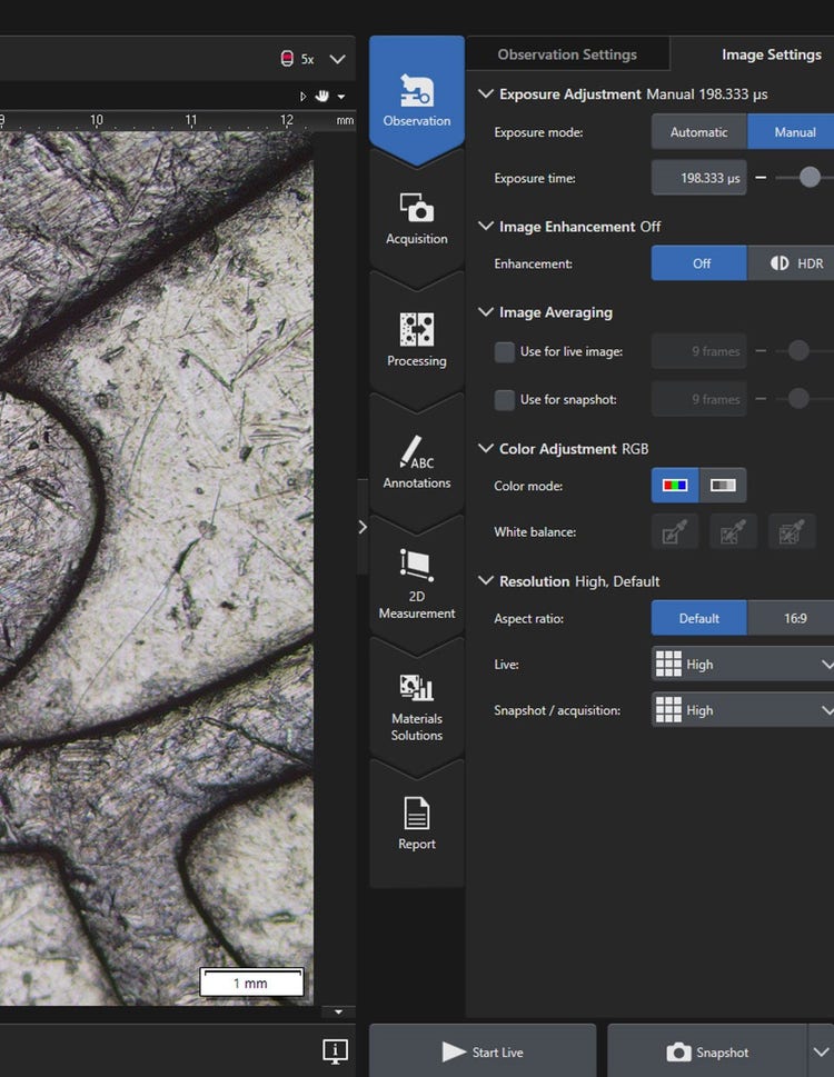 Microscope measurement software for metallurgical image analysis