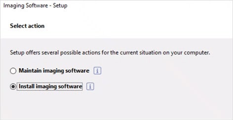 Apertura del programa de configuración PRECiV y selección de la opción «Instalar software de procesamiento de imágenes» > «Siguiente»