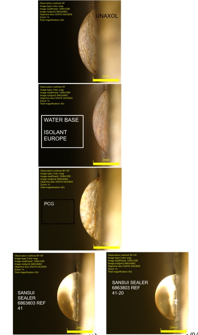 Medición y análisis de ángulos de contacto ejecutados con el software DSX1000.