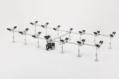 Figure 6: Multiheaded discussion system (left) for 26 people and observation image (right)