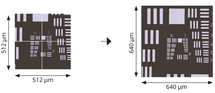 Left: 2×2 stitched image acquired with a conventional 50X objective (NA 0.55). Right: single image acquired with Evident’s WLI 20X objective (NA 0.6).