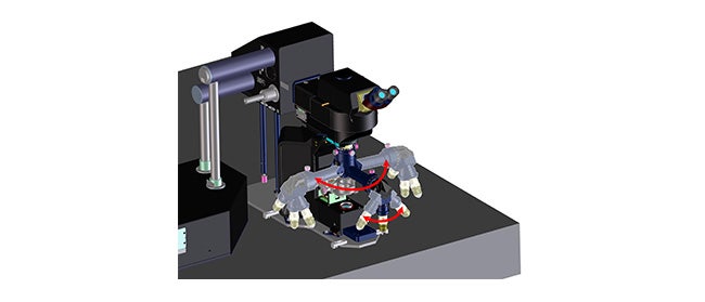 Unidad de enfoque interna de ángulo variable para microscopios verticales e invertidos