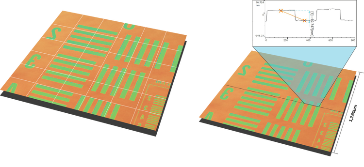 Surface measured with the LEXT 3D optical profilometer.