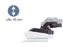 Figure 1 : La tête ergonomique du microscope BX46 peut se déplacer vers l’avant, vers le haut et changer d’inclinaison (4).