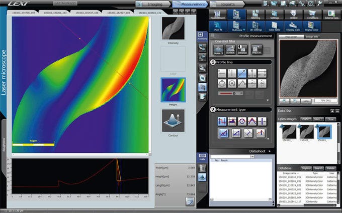 intensity images LEXT strain amplitude OLS4100 GUI height map