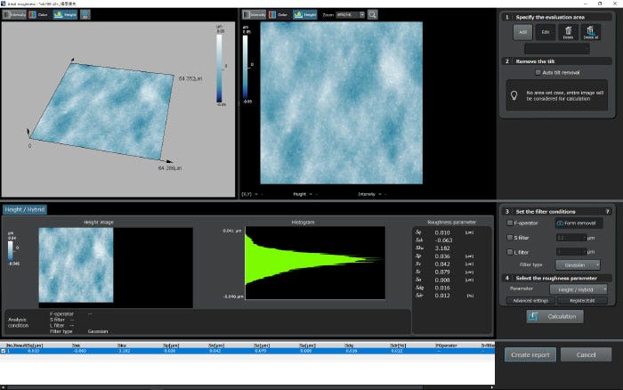 Exemple d’une mesure de rugosité de la surface interne d’un tube médical