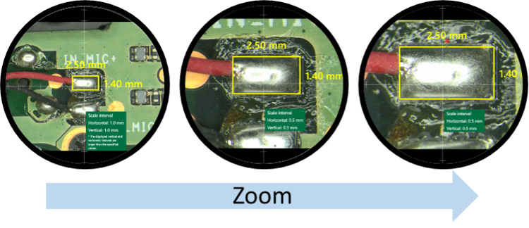 Grossissement à l’aide du zoom sur un microscope électronique