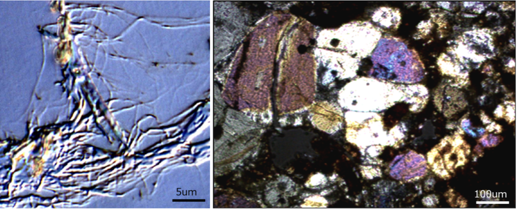 Observation d’un nanotube de carbone en CID et observation de minéraux en lumière polarisée