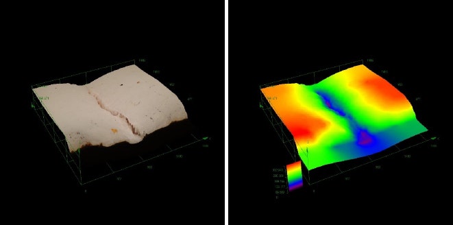 Reconstruction topographique d’un défaut grâce à des images en 3D effectuées avec un microscope numérique DSX1000