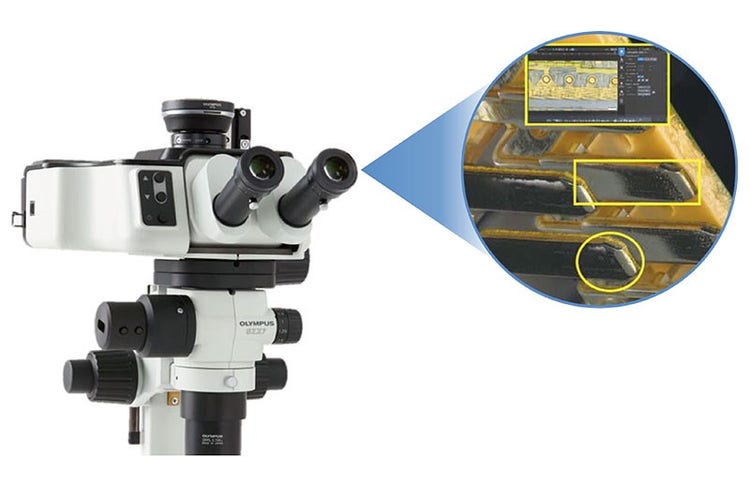Avec le logiciel SZX-AR1, des instructions de travail, des vidéos, des images et des annotations peuvent être affichées dans le champ d’observation du microscope.