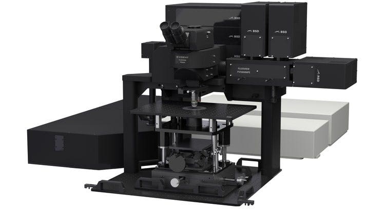 FLUOVIEW FV5000MPE gantry microscope system.