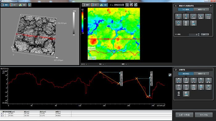 Surface profile measurement of a wiper blade after durability testing; 50X objective lens