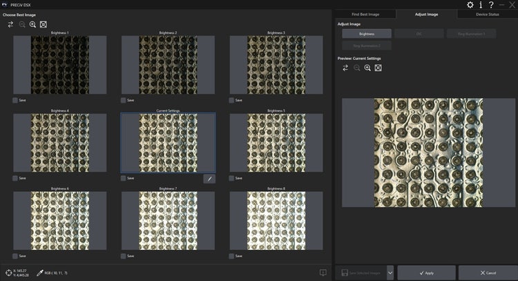 Il PRECiV DSX possiede un'interfaccia utente concepita per semplificare il lavoro. In questo esempio è mostrato un campione nel metodo di osservazione della migliore immagine DSX1000. Permette di visualizzare istantaneamente le immagini dei campioni acquisiti mediante sei diversi tipi di osservazione, consentendo di scegliere quello che si ritiene migliore.
