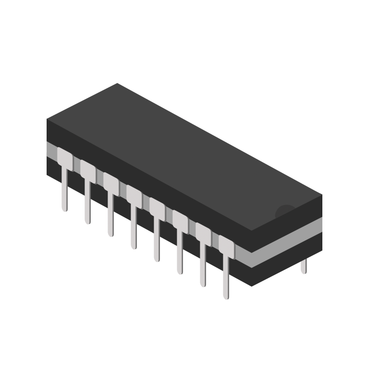 Vista laterale di componenti elettroniche installate