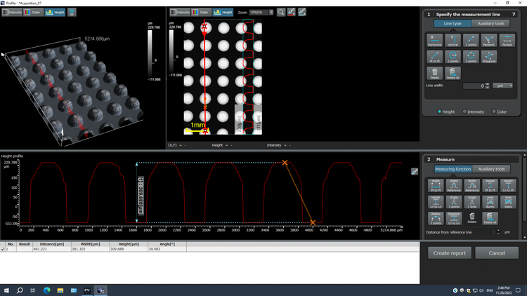 Per le misure avanzate (rugosità superficiale, spessore pellicola e misura del volume) il software PRECiV può esportare le immagini direttamente nell'Applicazione di analisi 3D.