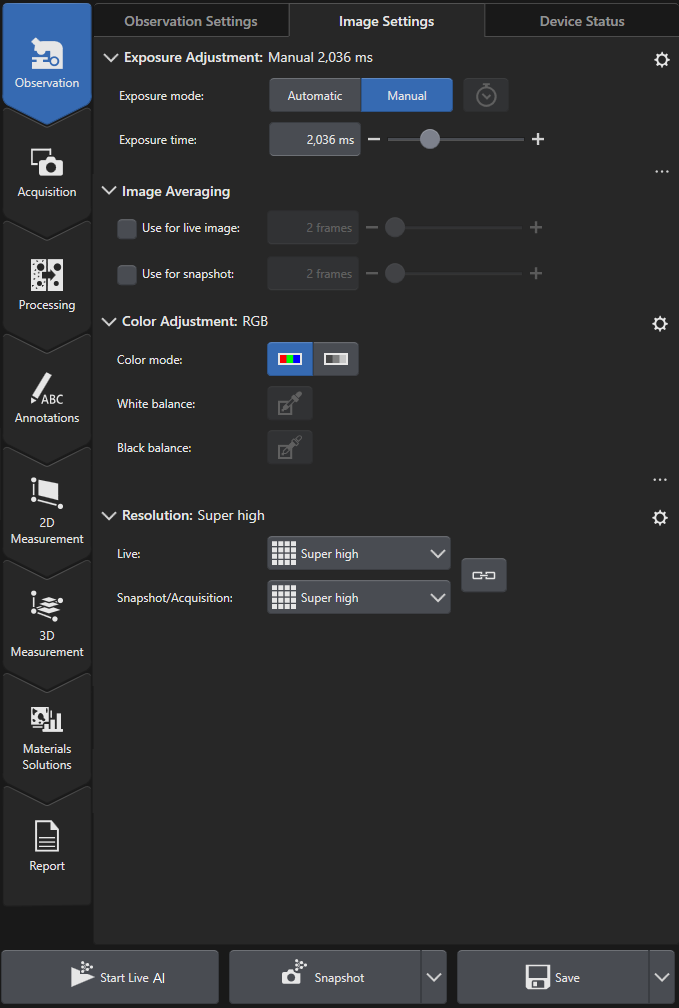 Acquisizione di immagini in tempo reale